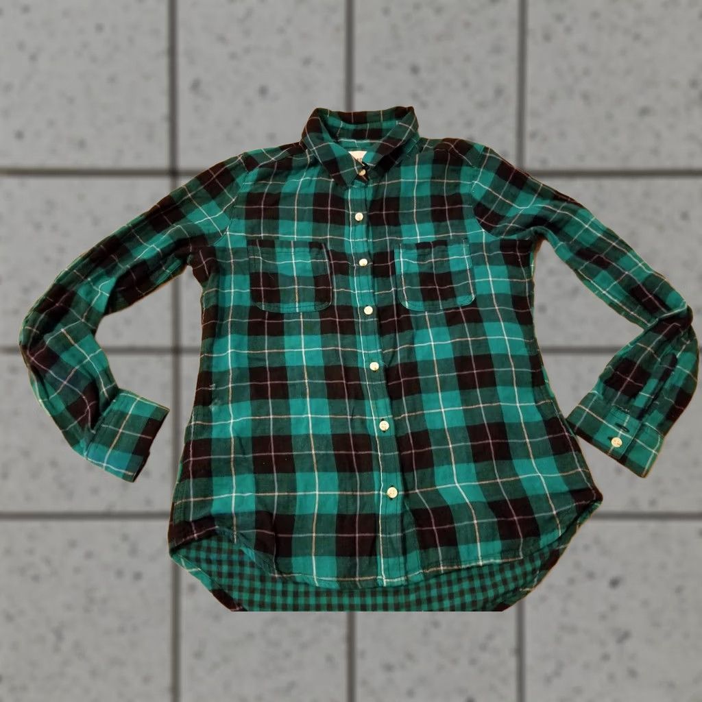 Mossimo Mossimo Plaid Shirt Womens M Medium Green Button Cotton Blouse Size M / US 6-8 / IT 42-44 - 1 Thumbnail