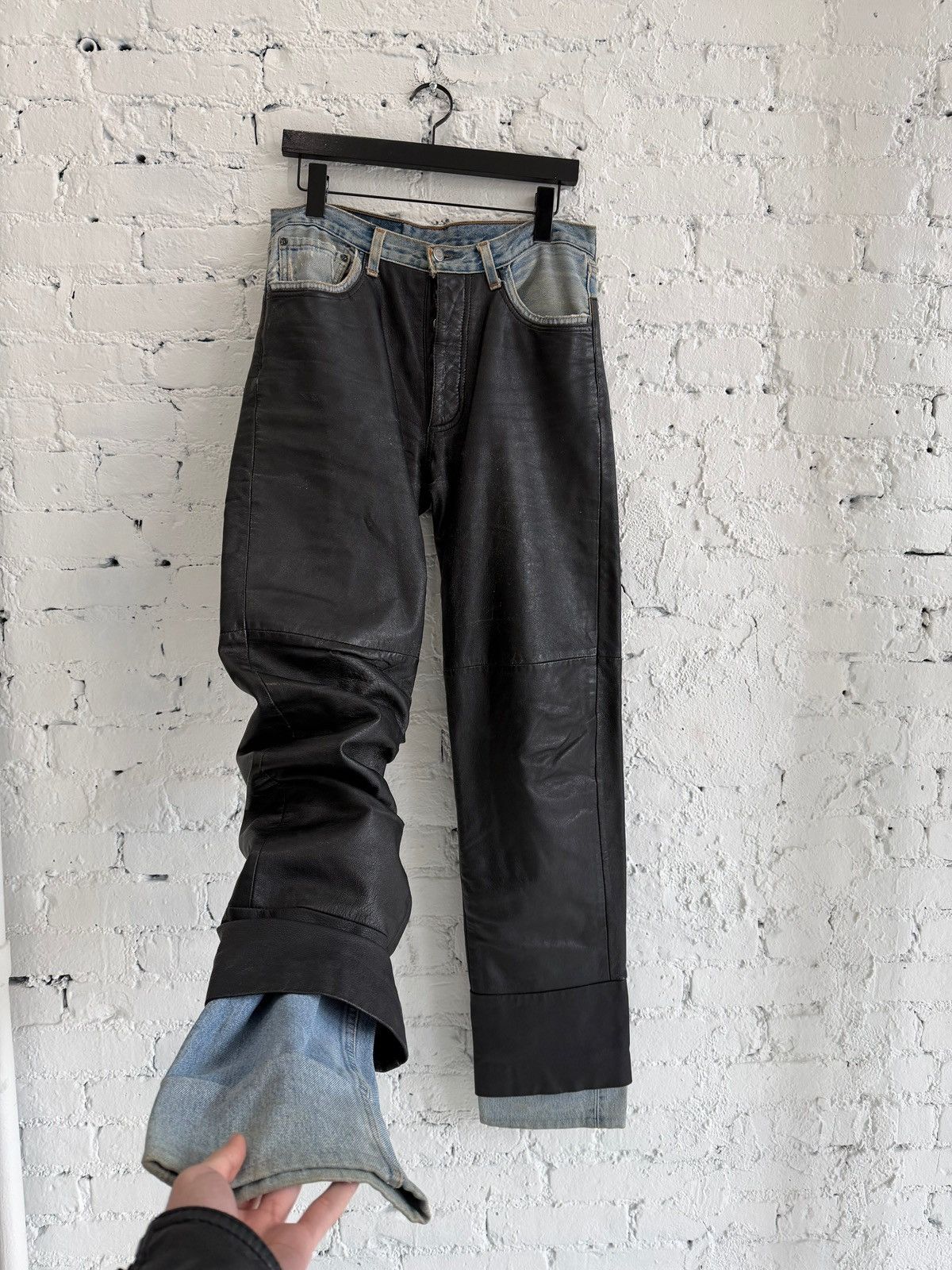 Maison Margiela AW04 MAISON MARTIN MARGIELA ARTISANAL LEATHER COVERED DENIM Size US 32 / EU 48 - 3 Thumbnail