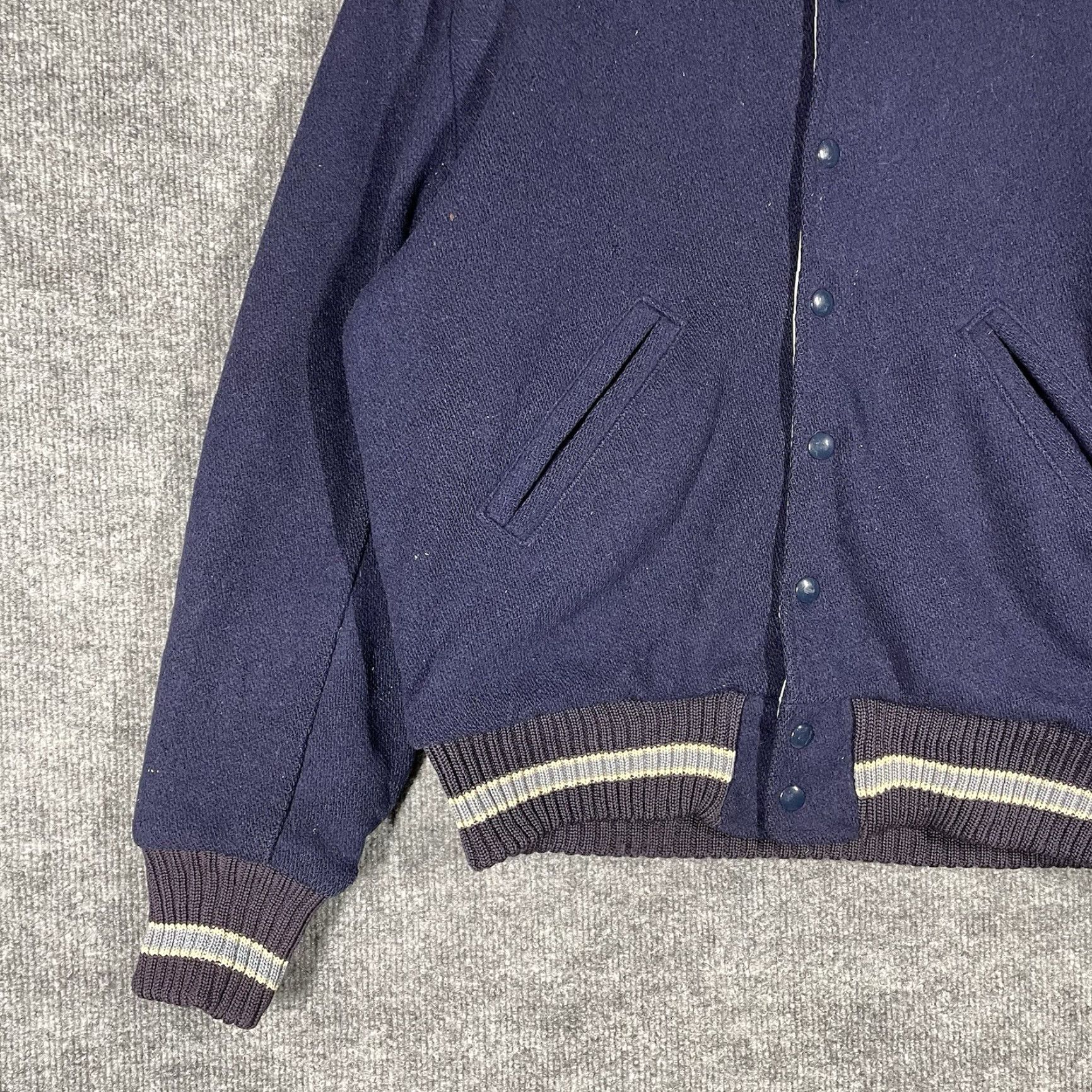 Vintage VINTAGE Albion Knitting Mills Stadium Jacket Mens Size S Wool 50s Blue Rockabilly Decade 1950s Varsity Letterman Size US S / EU 44-46 / 1 - 3 Thumbnail
