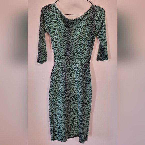 Chiara Boni Chiara Boni La Petite Robe Green Leopard Print Dress - S Size S / US 4 / IT 40 - 4 Thumbnail