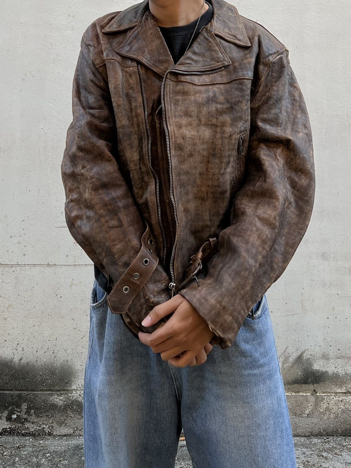 Vintage Rare Vintage 80s Echt Leder Motorcycle Flight Leather Jacket Size US M / EU 48-50 / 2 - 1 Thumbnail