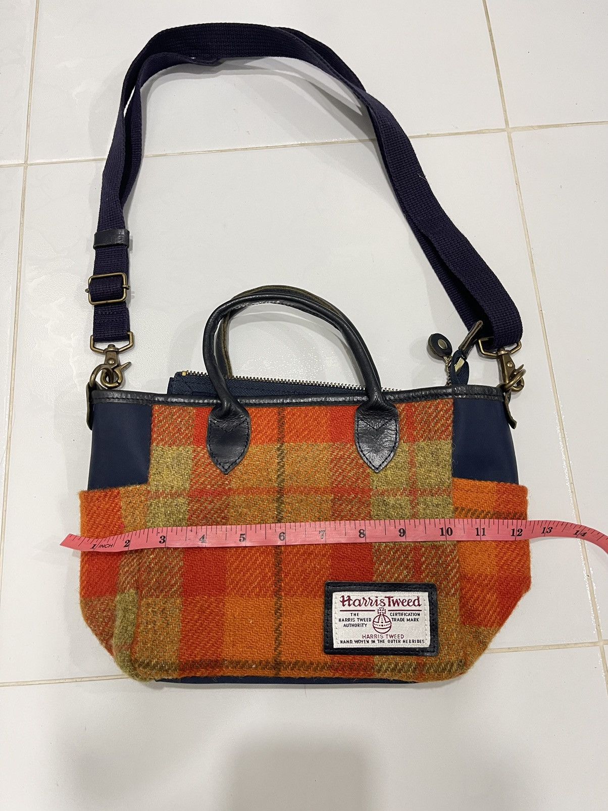 Harris Tweed Vintage Harris Tweed X BPQC 2 Way Orange Plaid Wool Bag Size ONE SIZE - 12 Thumbnail