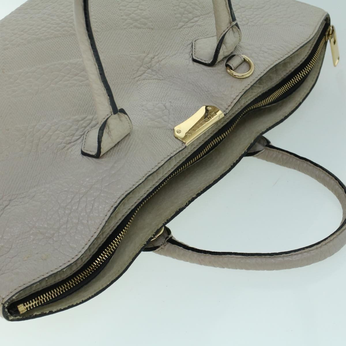 Burberry Burberry Tote Bag Leather Gray White Size ONE SIZE - 6 Thumbnail