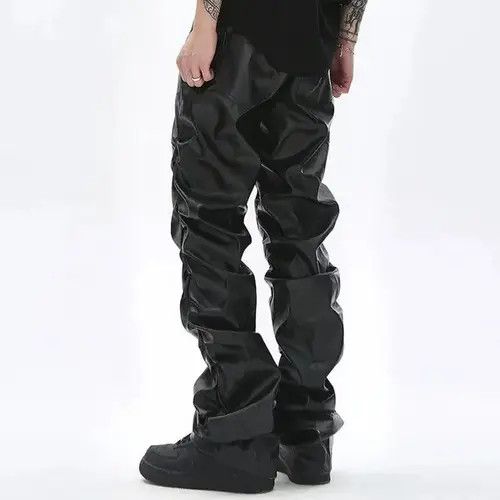 VIBE Loose Ruched Casual PU Leather Pant Size US 32 / EU 48 - 3 Thumbnail