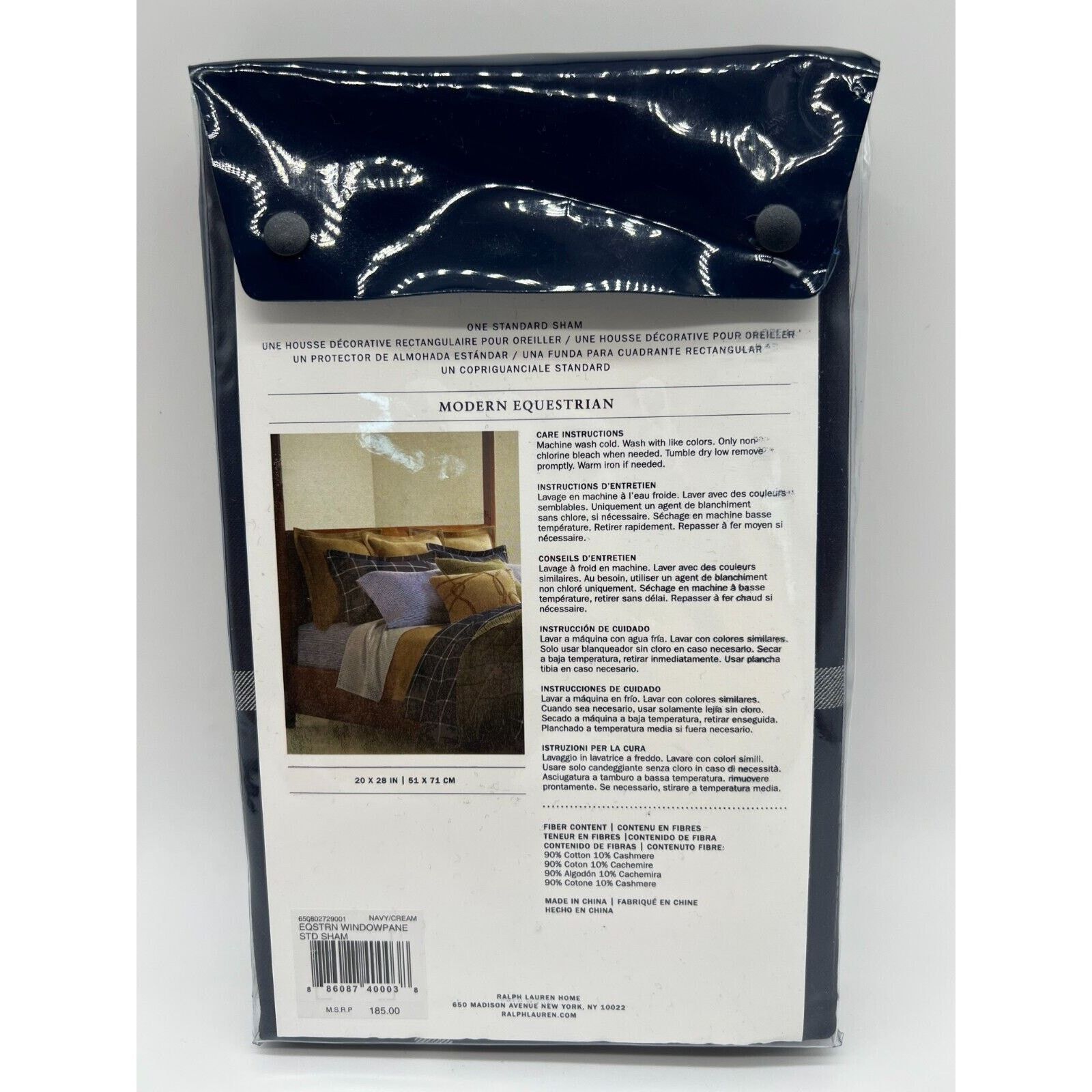 Ralph Lauren Ralph Lauren Home Equestrian Windowpane Sham Navy Standard Size ONE SIZE - 3 Thumbnail