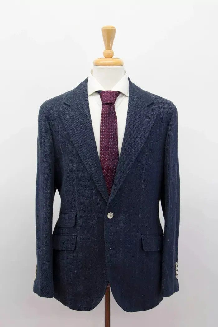 Brunello Cucinelli o1w1db10725 Jacket Linen in Dark Blue Size US L / EU 52-54 / 3 - 1 Thumbnail