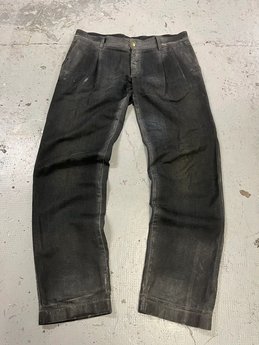 AW2006 Dolce & Gabbana Black Overprint Blue Denim Jeans