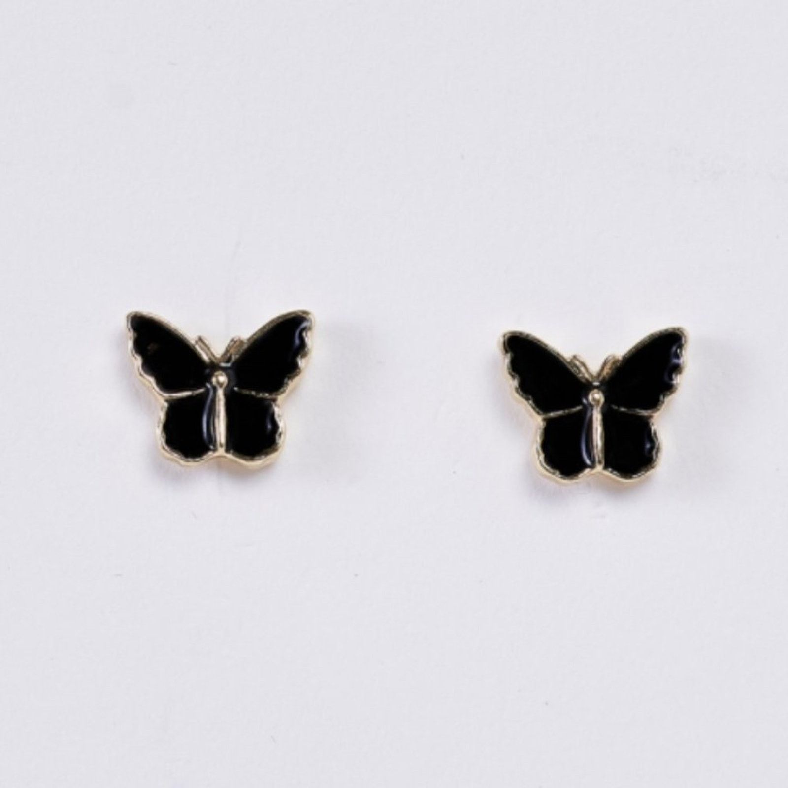 Other Gold & Black Butterfly Shaped Stud Earrings Size ONE SIZE - 2 Thumbnail