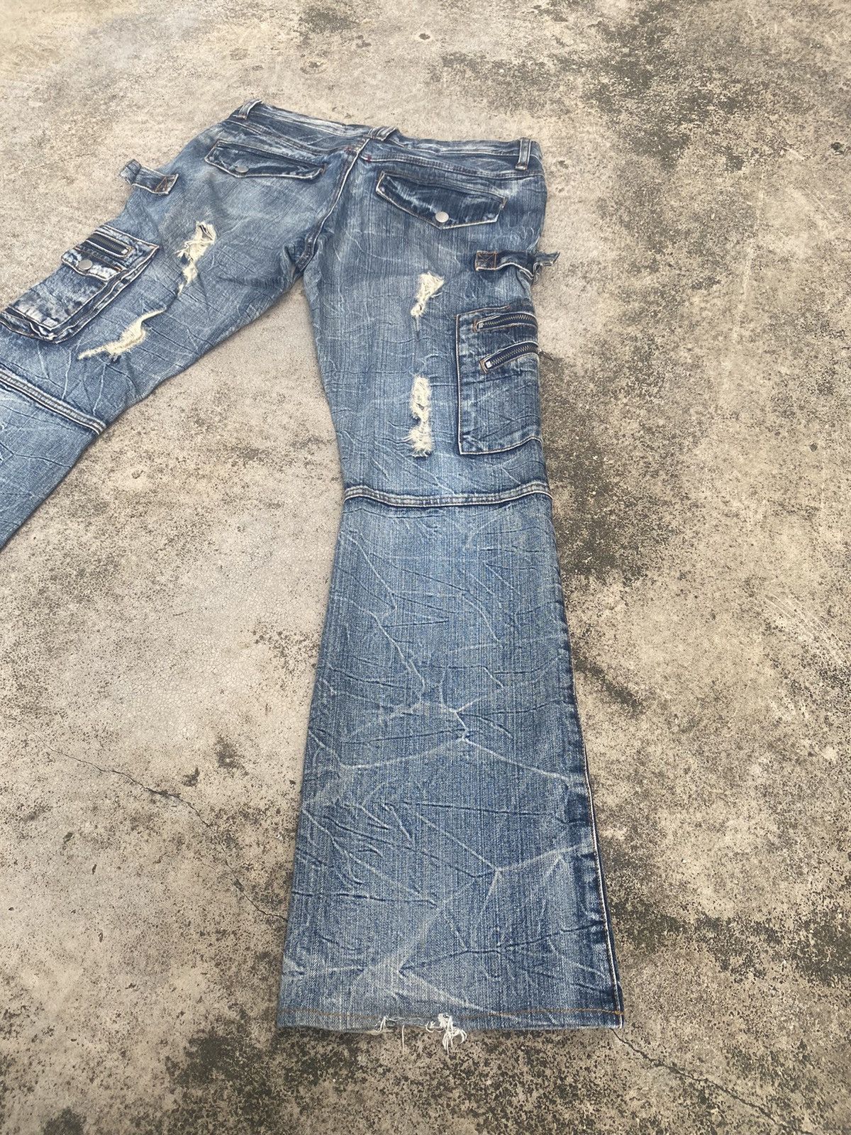 If Six Was Nine × Japanese Brand Flare Jeans Semantic Design Cargo Multipocket Bootcut Size US 33 - 14 Thumbnail