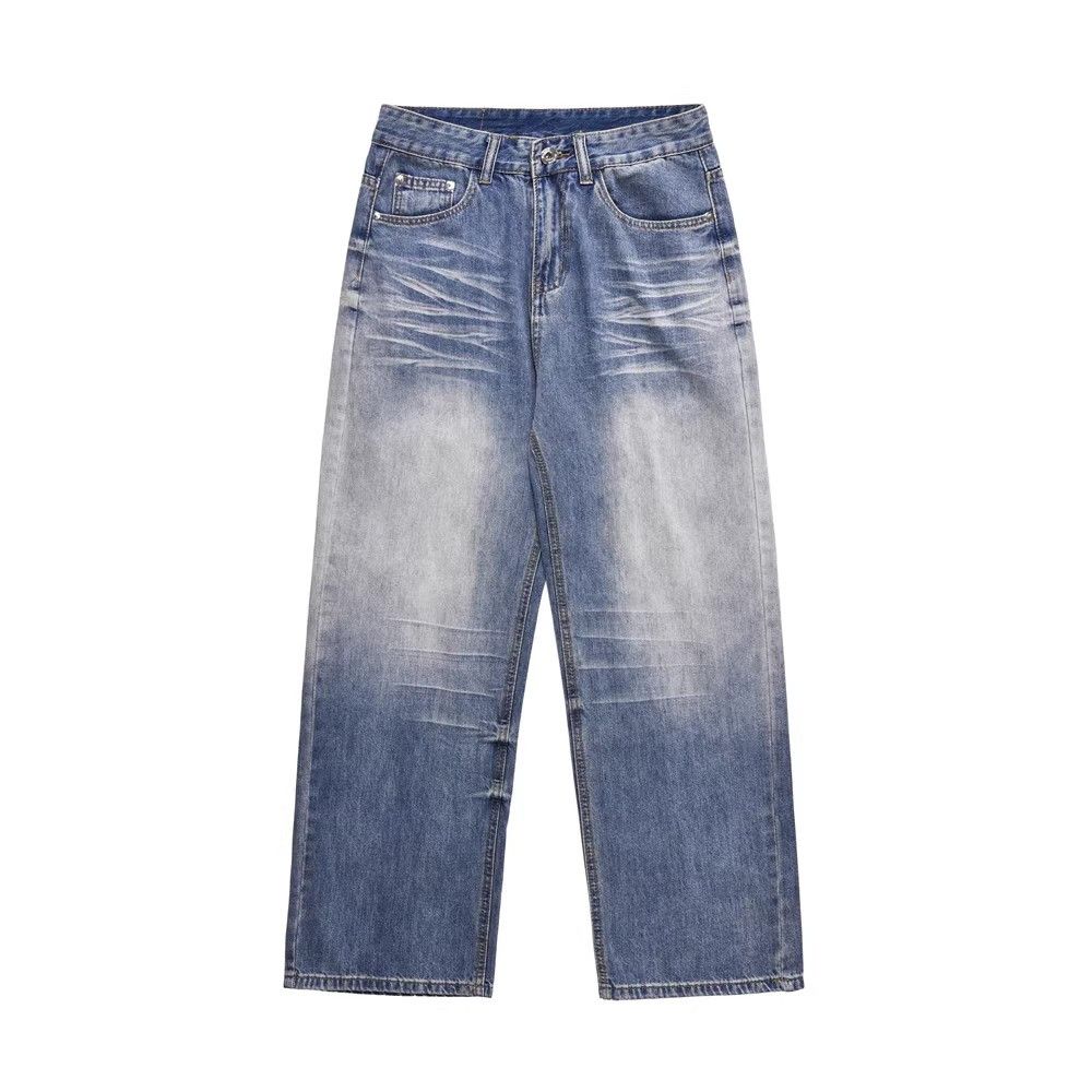 Japanese Brand Men's contrast straight oversize hip-hop wide-leg jeans Size US 32 / EU 48 - 1 Thumbnail
