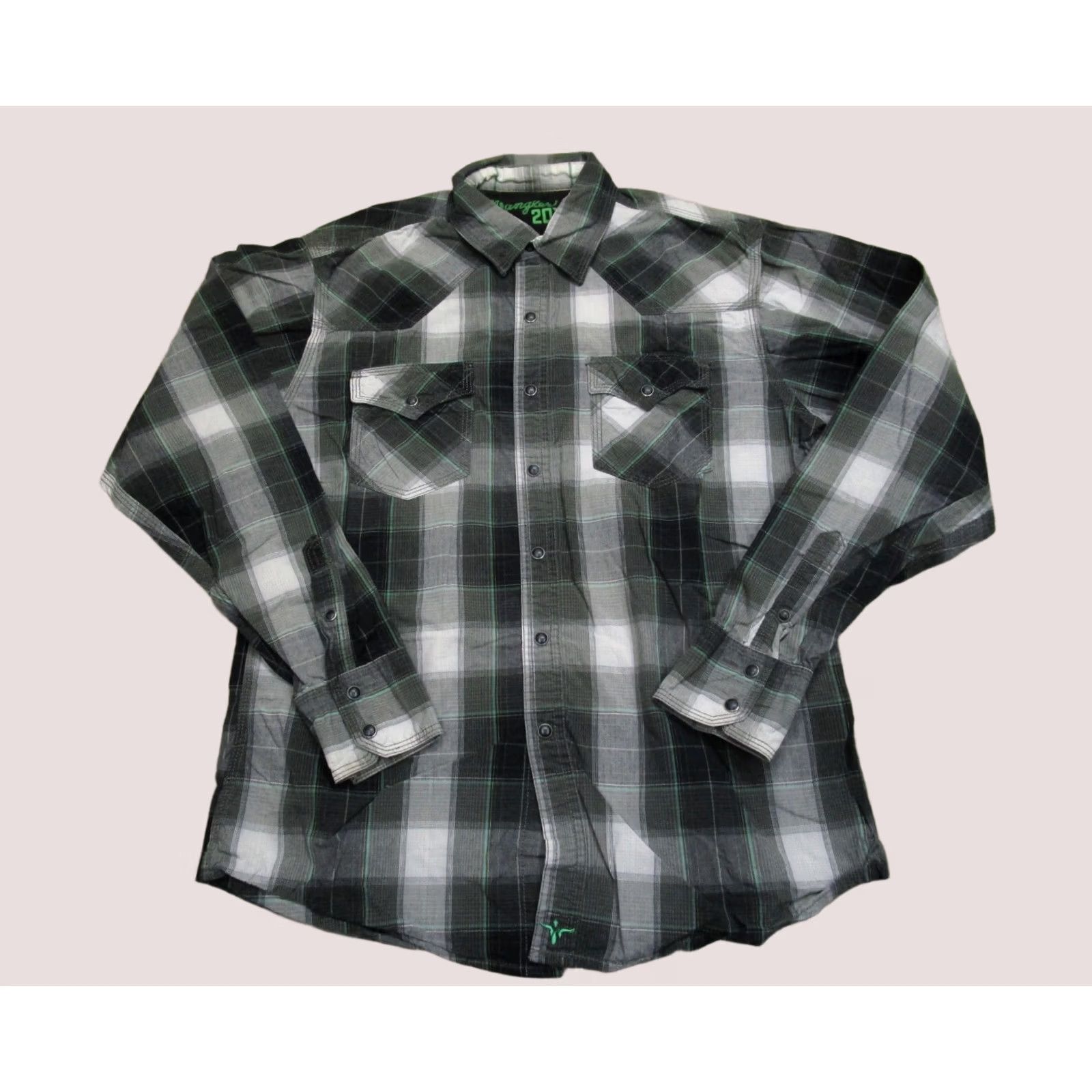 Wrangler Wrangler Shirt Men M Gray Plaid Pearl Snap Western Long Sleeve Size US M / EU 48-50 / 2 - 1 Thumbnail