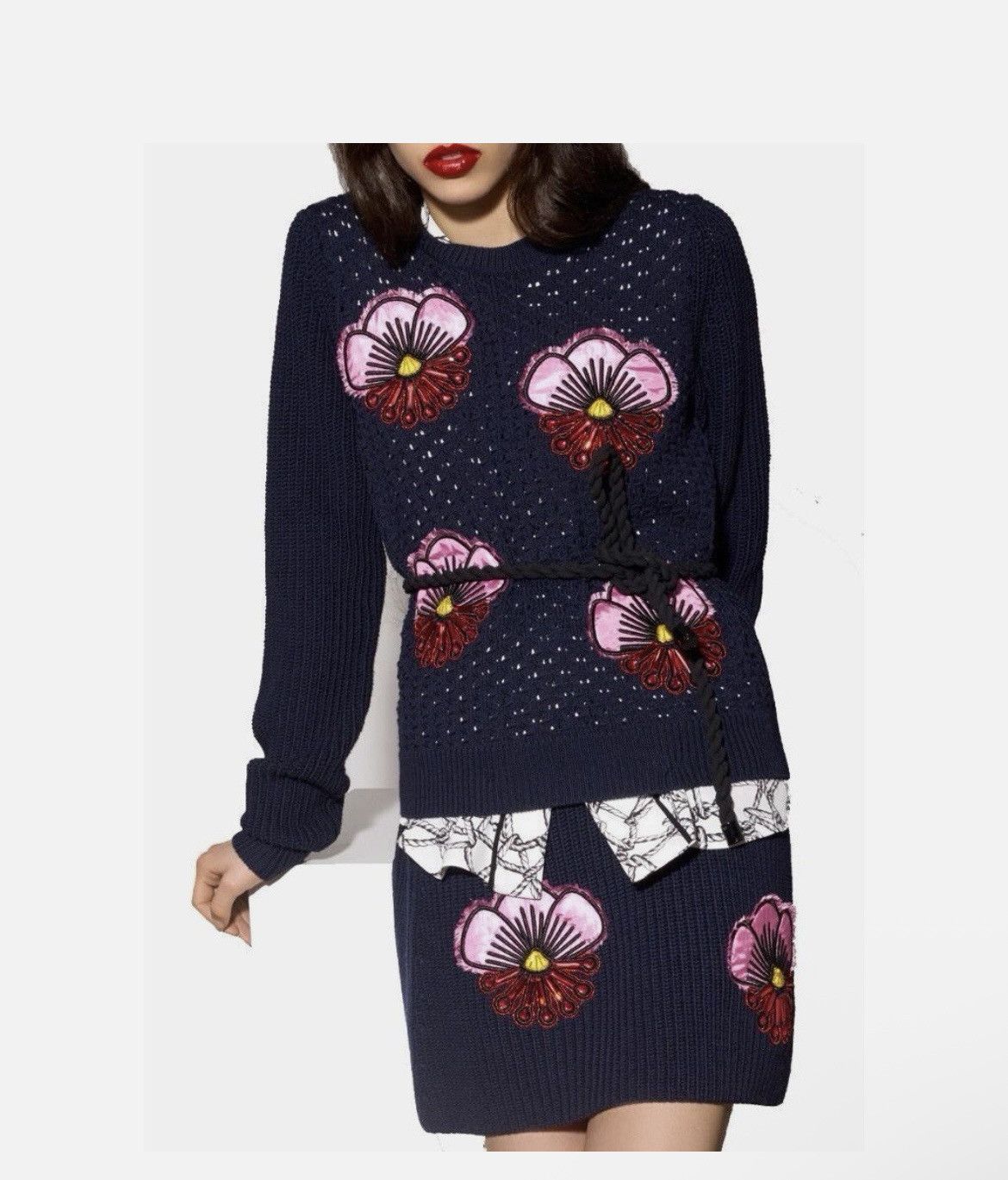 Kenzo KENZO Tanami Knit Pointelle Crewneck Pullover Sweater Size XS / US 0-2 / IT 36-38 - 1 Thumbnail