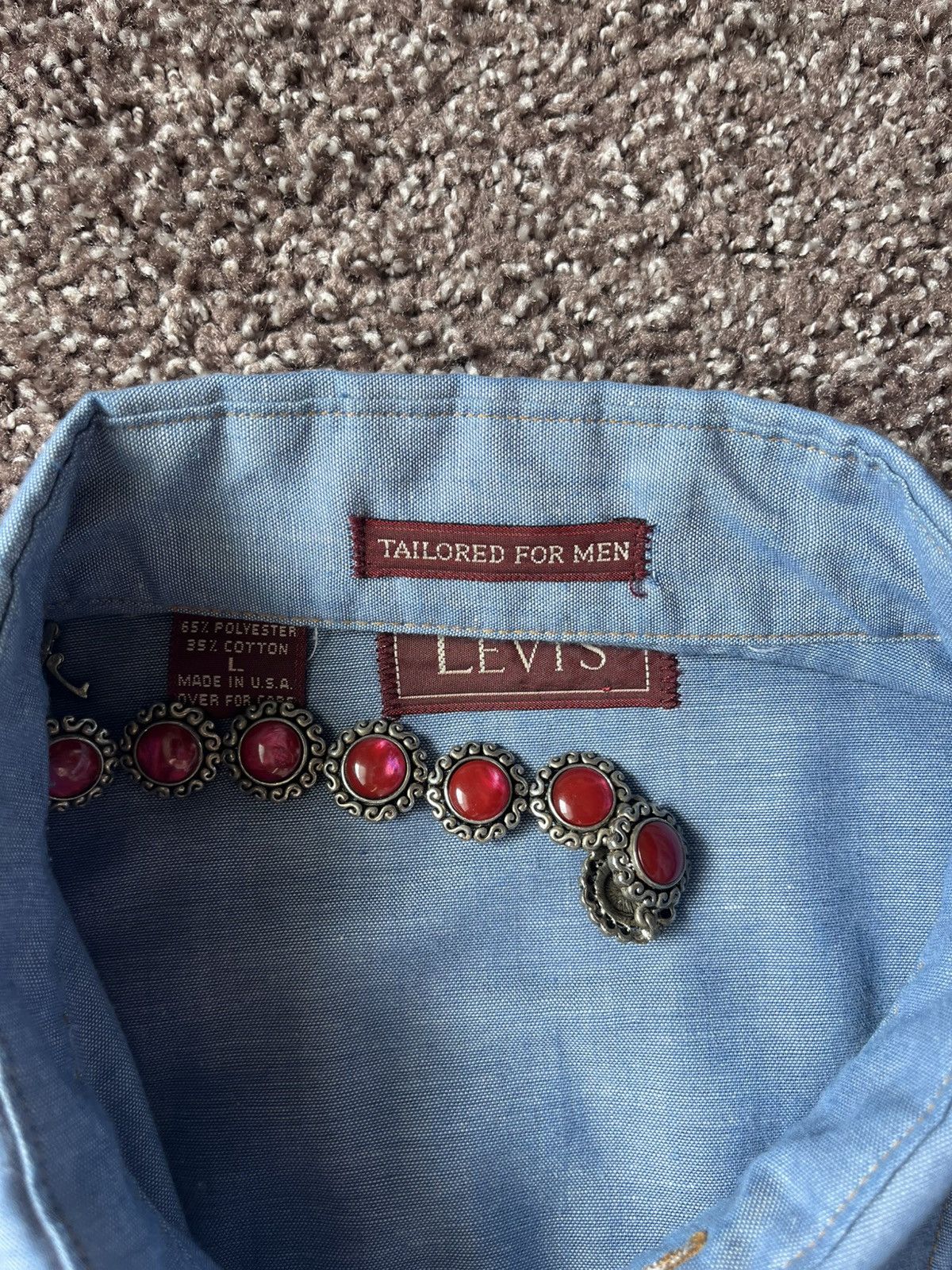 Levi's Vintage Clothing Rare 70s Levi’s Orange Tab Rose Embroidered Western Shirt L Size US L / EU 52-54 / 3 - 3 Thumbnail