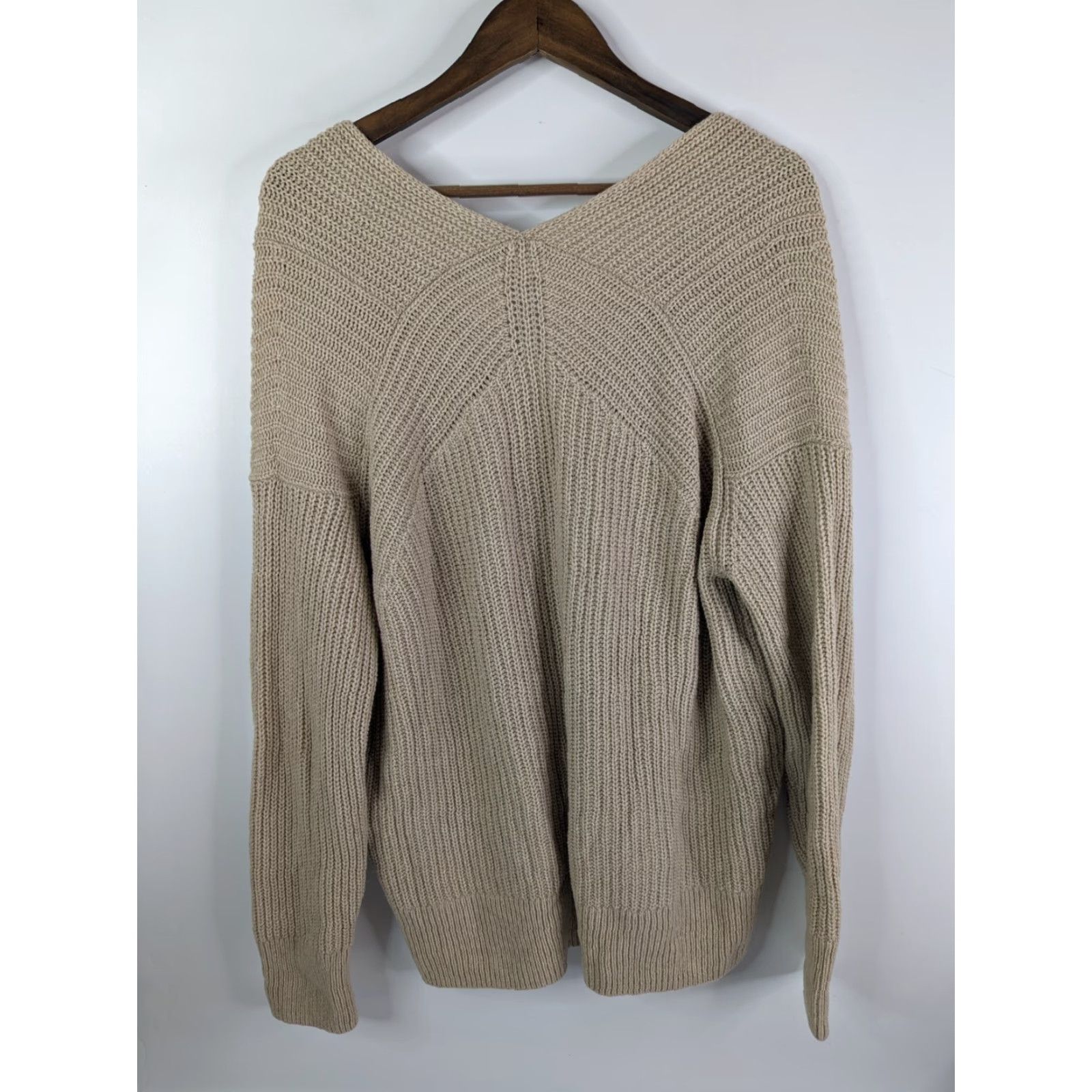 Vince Vince Wool-Blend V-Neck Tunic Long Sleeve Women Beige L Size Large Size L / US 10 / IT 46 - 4 Thumbnail