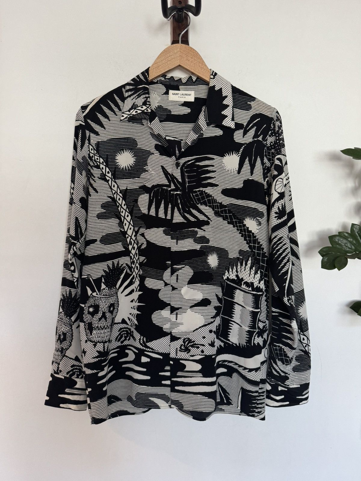 Saint Laurent Paris SS16 Sample Surf Sound Skull Colada Shirt Size US M / EU 48-50 / 2 - 1 Thumbnail