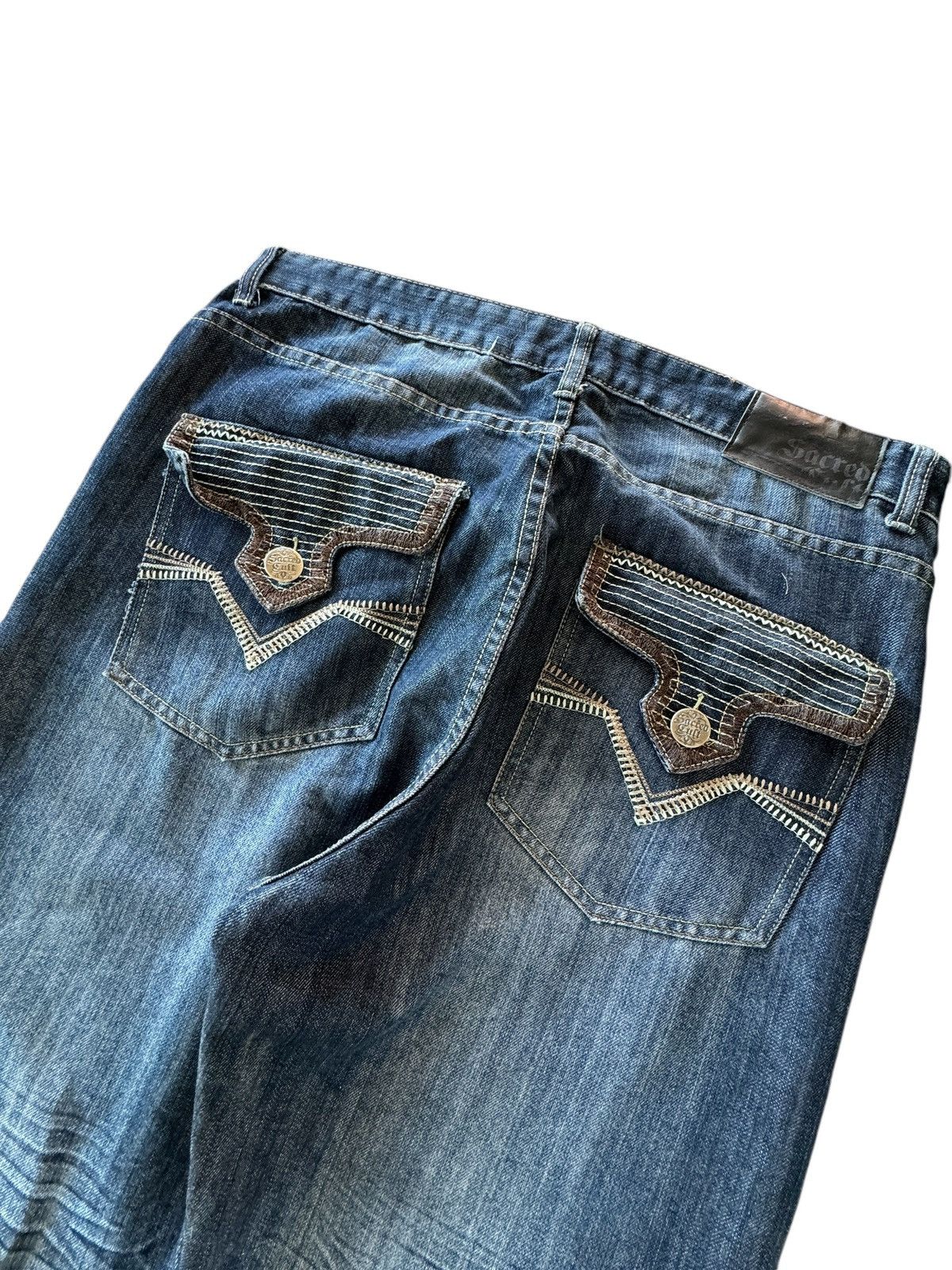 Other Distressed Sacred Cult Embroidered Baggy Faded Y2K Jeans Size US 36 / EU 52 - 3 Thumbnail