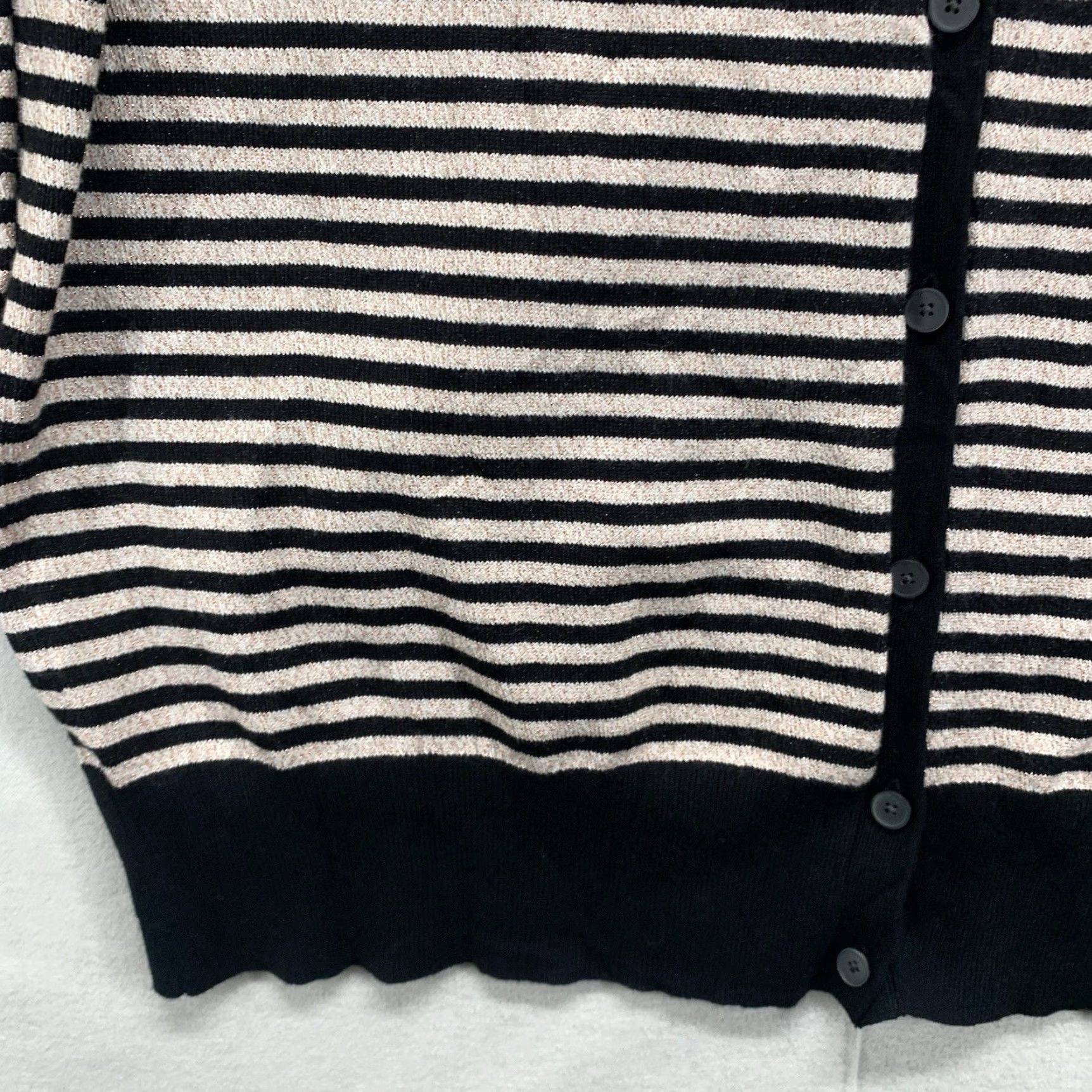 Vintage Lane Bryant Women’s Top Blouse Knit Cardigan Black Stripes Gold Metallic Relaxed 18/20 Casual Formal Party Workwear Size XXL / US 16-18 / IT 52-54 - 5 Thumbnail