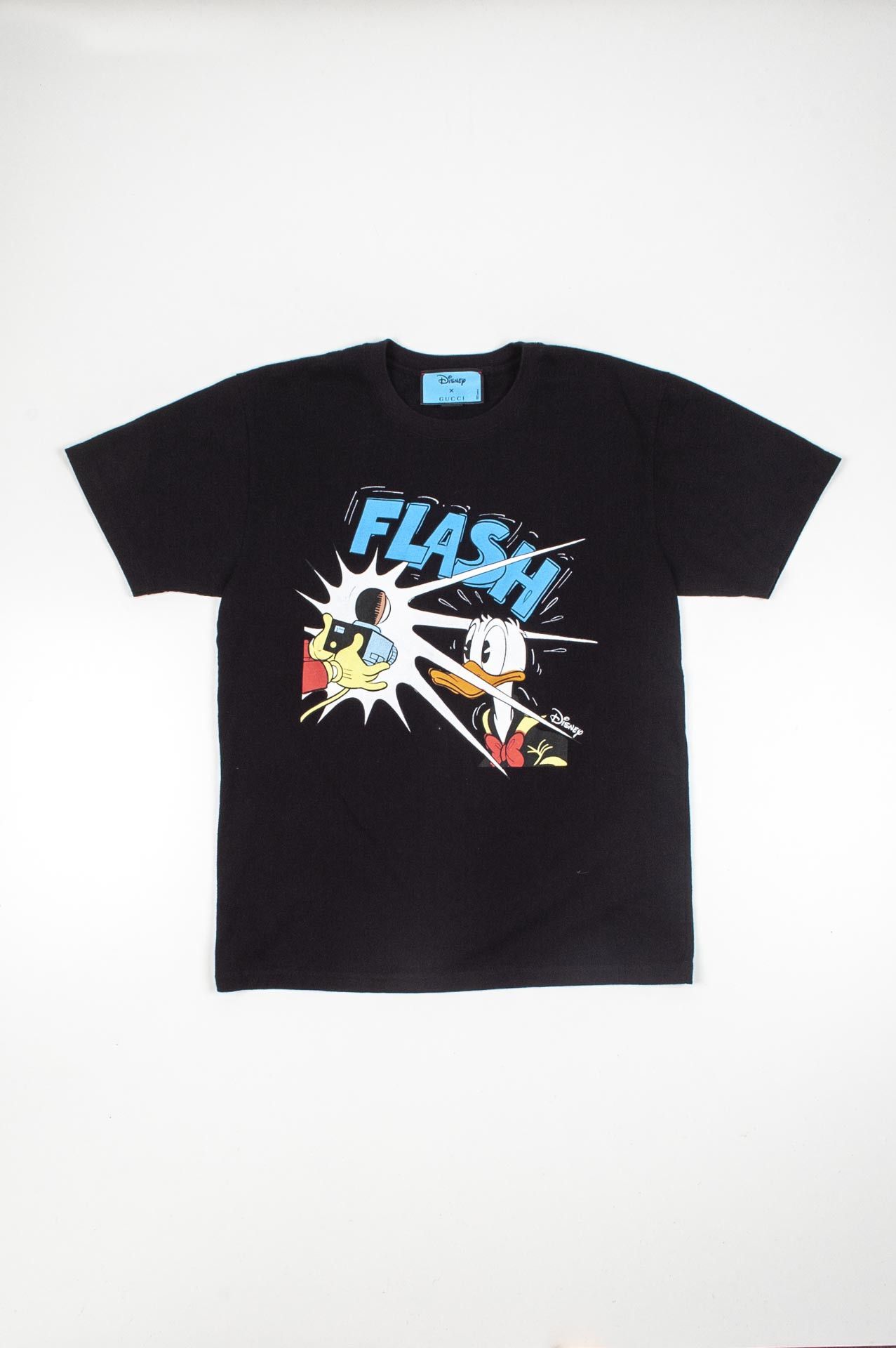 image of Authentic Gucci Disney Donald Duck T-Shirt Xs (Runs M) S238 in Black, Men's (Size Medium)