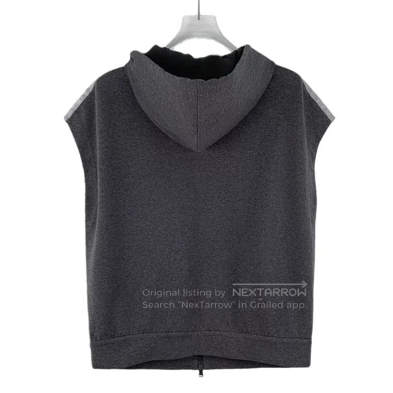 Brunello Cucinelli Brunello Cucinelli Dark grey cotton hooded drawstring zip- Size XS / US 0-2 / IT 36-38 - 2 Thumbnail