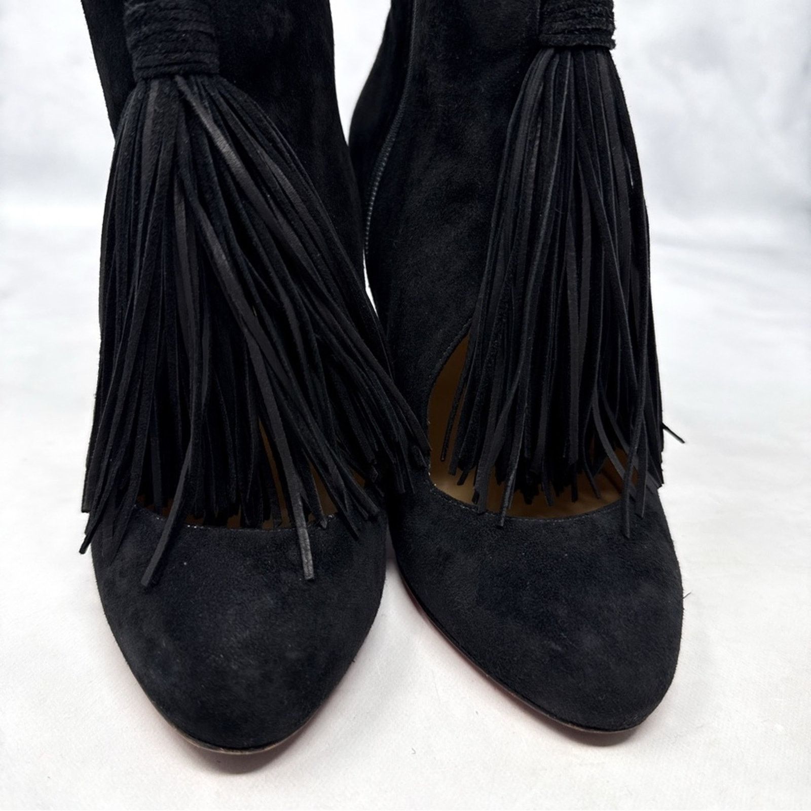 Christian Louboutin Christian Louboutin Christina Tassel Suede Ankle Boots Black Size US 5 / IT 35 - 4 Thumbnail