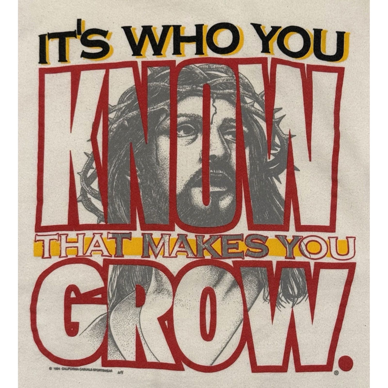 Fruit Of The Loom VINTAGE Fruit of the Loom Rock Solid Gym Jesus Crewneck Sweatshirt L White Cotton Fleece Logo Graphic Print Mens Size US L / EU 52-54 / 3 - 4 Thumbnail