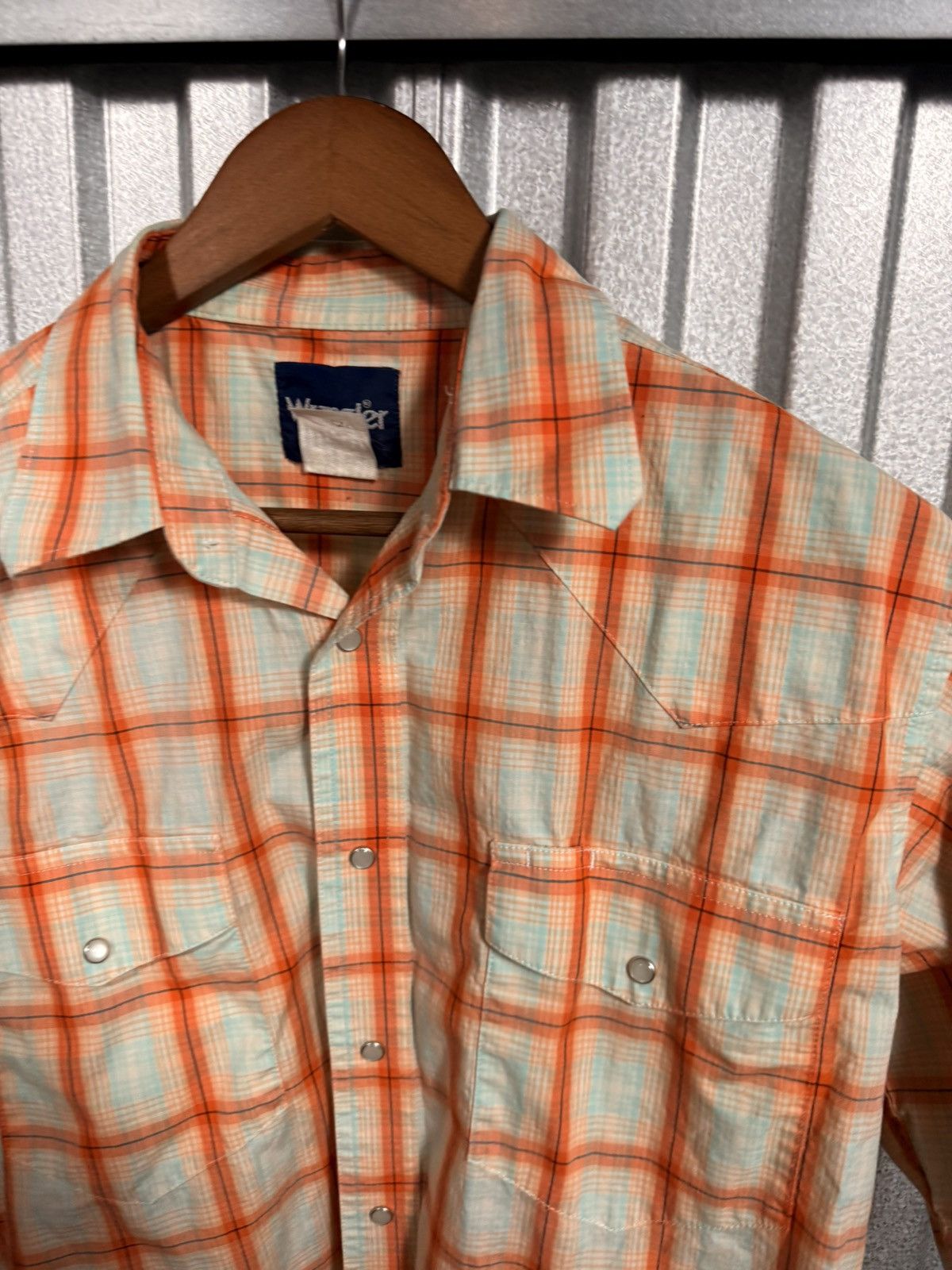 Wrangler Vintage Wrangler Short Sleeve Orange Plaid Western Shirt Size US L / EU 52-54 / 3 - 8 Thumbnail