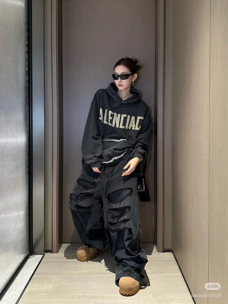 Balenciaga Balenciaga size XS Fake two-piece stitching trousers destr Size US 27 - 5 Thumbnail