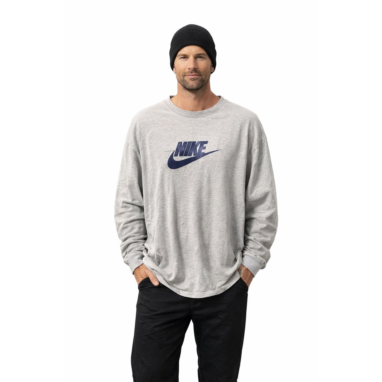 Nike Vintage Y2K Nike Vinyl Blue Logo Silver Label Long Sleeve,XL Size US XL / EU 56 / 4 - 1 Thumbnail