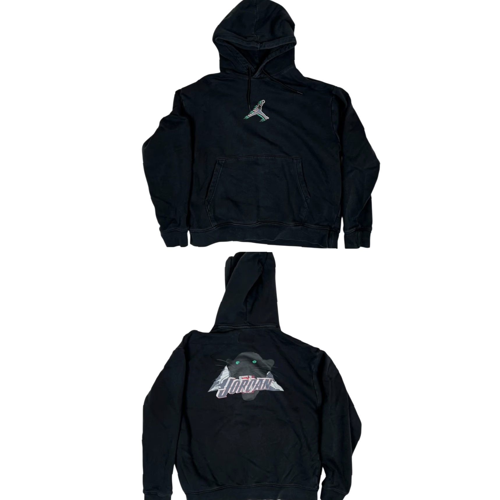 Jordan Brand Jordan Hoodie Mens XL Black Panther Graphic Jumpman Pullover Sweatshirt Cat Panther Logo Pockets Hooded Fleece All Seasons Sports Size US XL / EU 56 / 4 - 2 Thumbnail