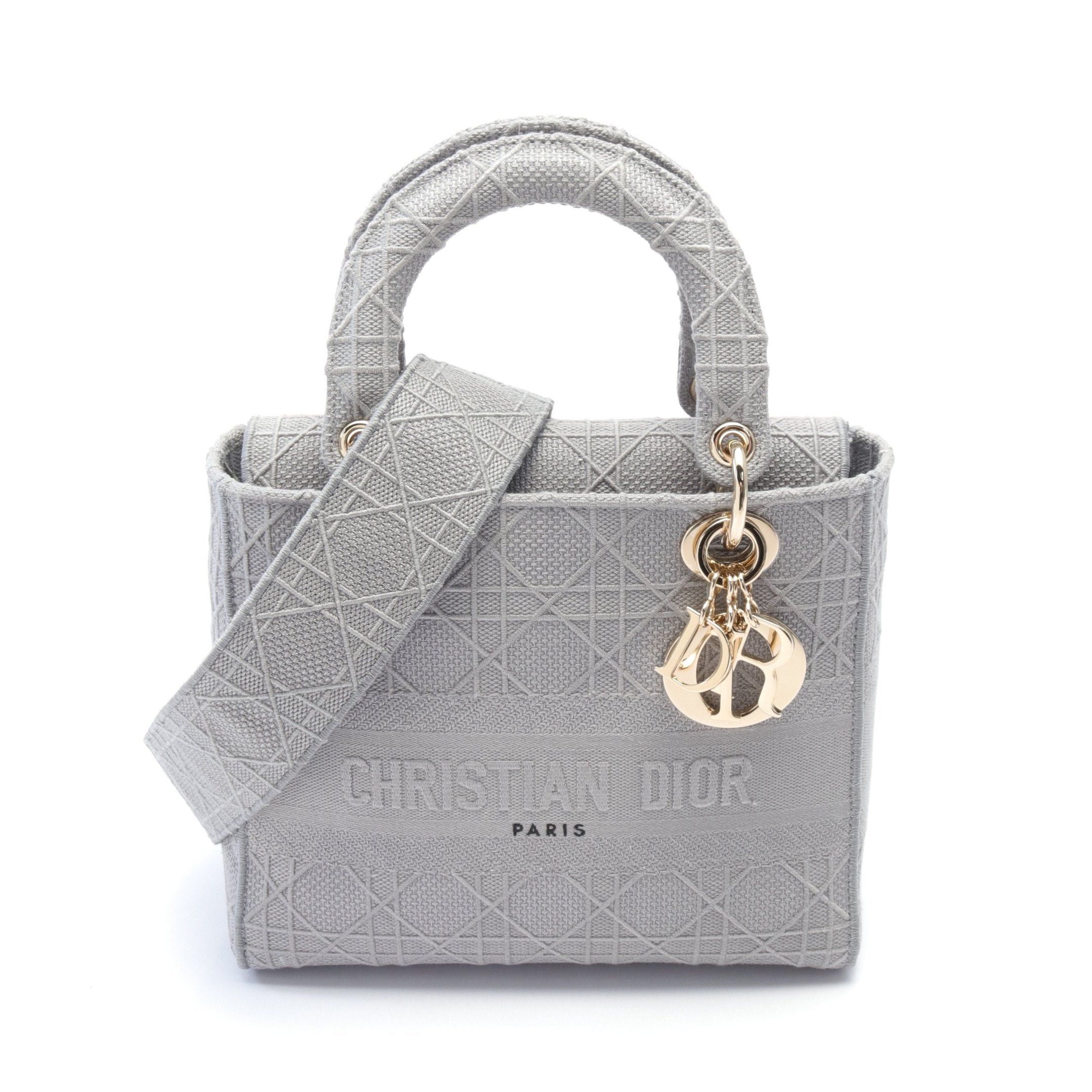 Dior Dior Lady Medium Bag Handbag Canvas Gray Size ONE SIZE - 1 Thumbnail