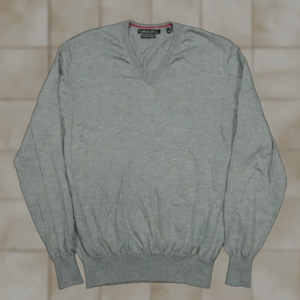 CO Collars & Co Sweater Mens Medium Gray Extrafine Merino V-Neck Pullover Jumper Size US M / EU 48-50 / 2 - 1 Thumbnail
