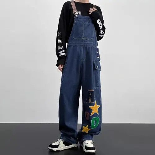 VIBE Retro design embroidered workwear denim overalls Size US 32 / EU 48 - 1 Thumbnail
