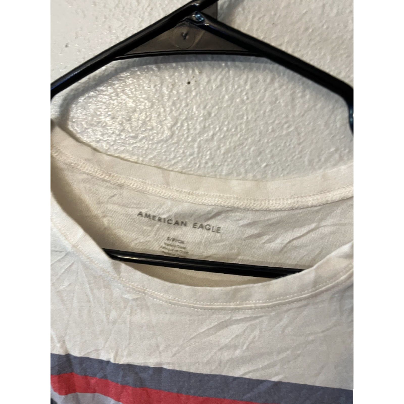 American Eagle Outfitters VINTAGE American Eagle Shirt Tie-Front Striped T-Shirt Women Juniors S White Casual Tee Size S / US 4 / IT 40 - 3 Thumbnail