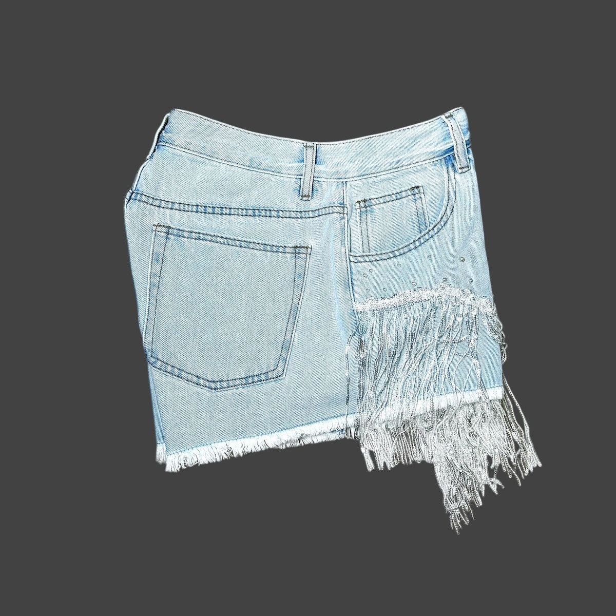 Other On Twelfth Light Indigo Sequin & Fringed Denim Shorts Sz M Size 28" / US 6 / IT 42 - 18 Thumbnail