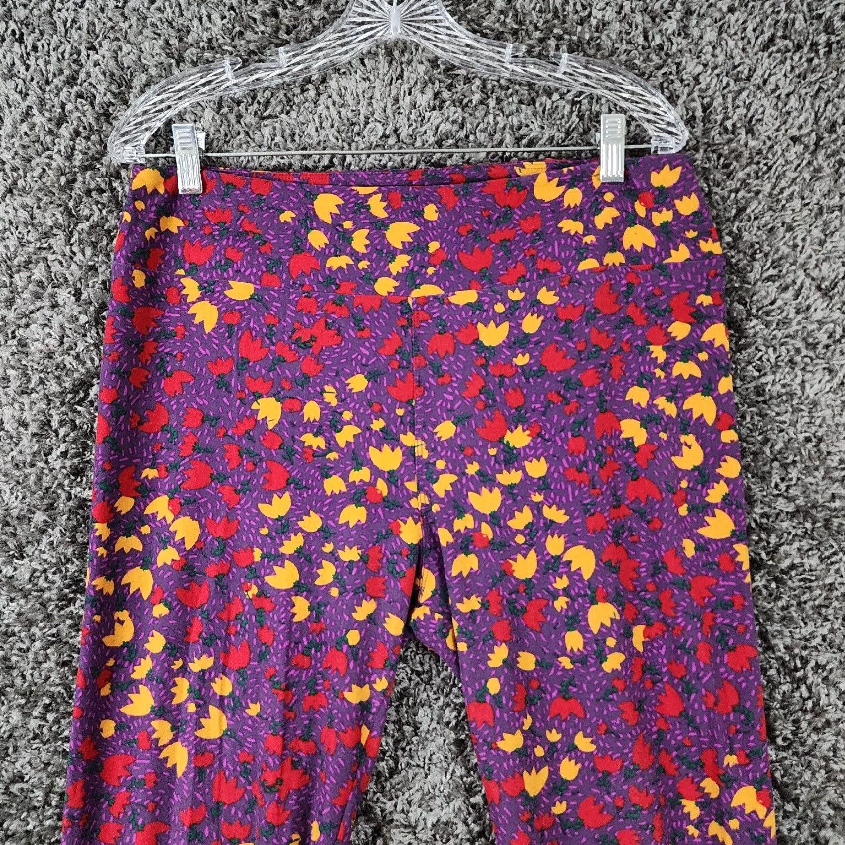 Vintage VINTAGE LuLaRoe Womens Leggings Ankle Tall XL Purple Floral 90s Womens Size 40" / US 18 - 2 Thumbnail