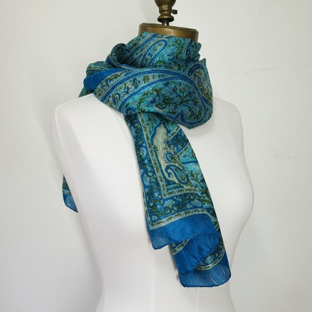 Other Made in India 68x19" Scarf 100% Silk Vintage Chiffon Size ONE SIZE - 2 Thumbnail