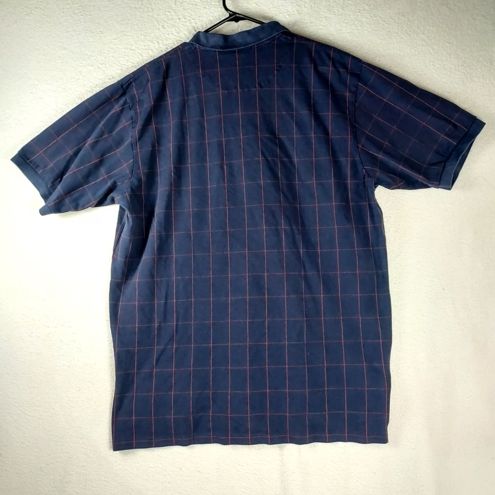 Polo Ralph Lauren Polo Ralph Lauren Polo Shirt Men XL Navy Red Windowpane Grid Cotton Knit Short Sleeve Collared Logo USA Size US XL / EU 56 / 4 - 2 Thumbnail