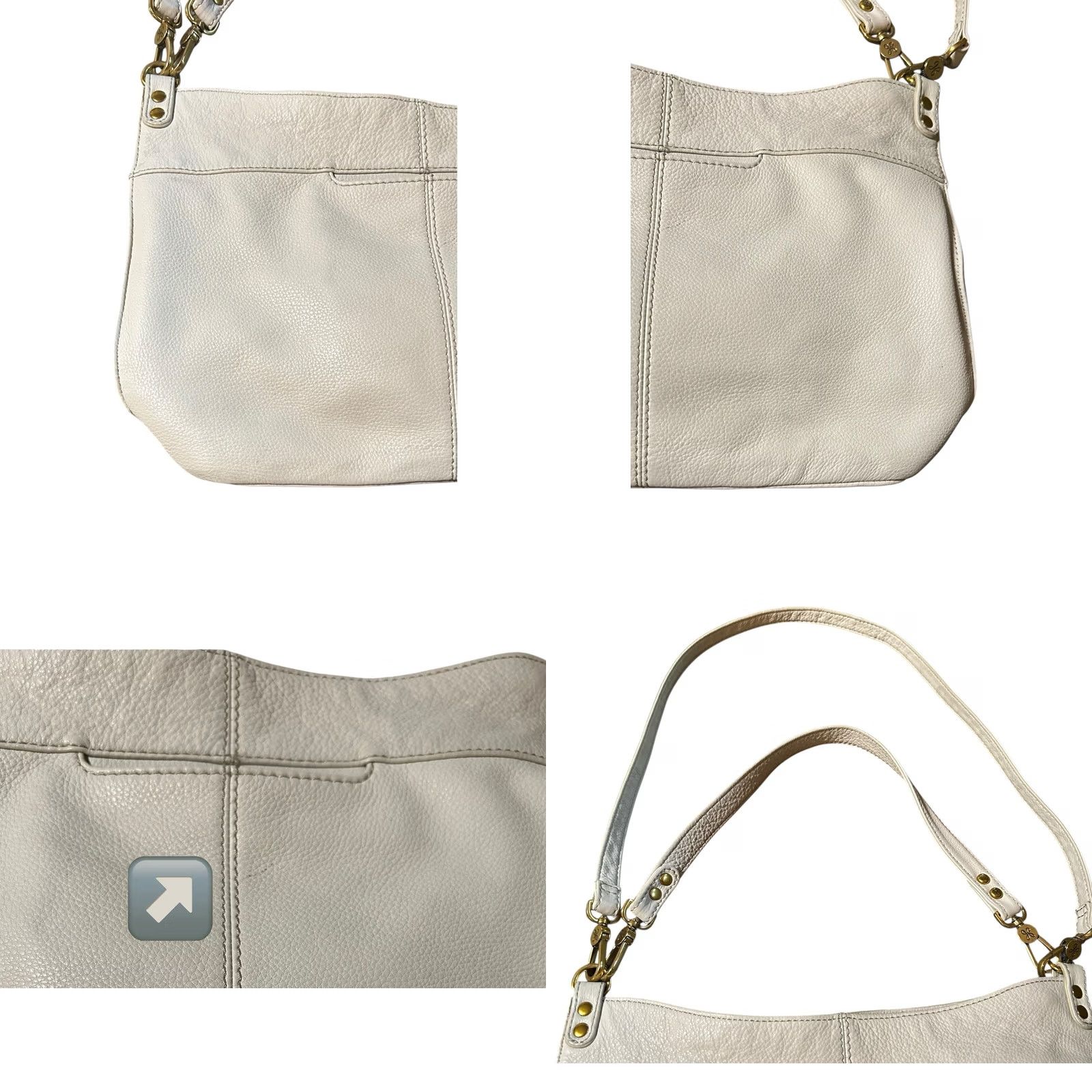 Vintage Hobo Women White Pebbled Leather Purse Shoulder HandBag Double Handles Size ONE SIZE - 10 Thumbnail