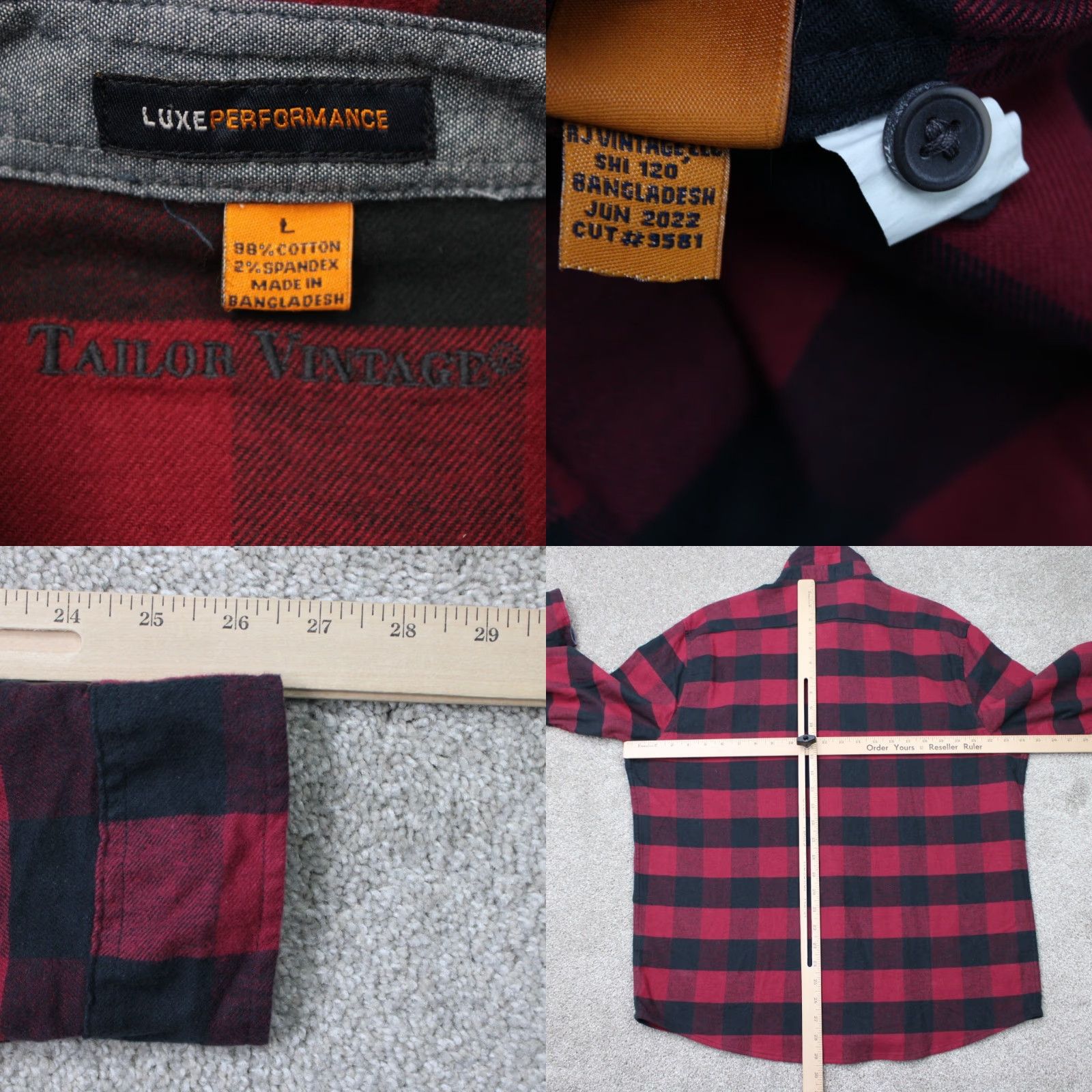 Vintage VINTAGE Tailor Vintage Shirt Mens Large Red/Black Plaid Long Sleeve NWT Buffalo Airotec Cotton Knit Button-Up Size US L / EU 52-54 / 3 - 8 Thumbnail