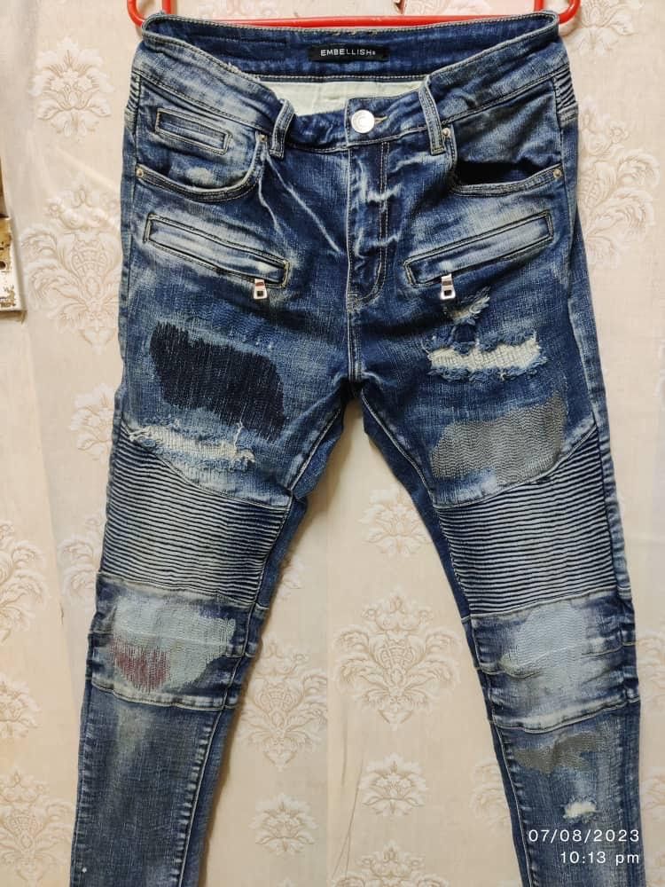 Embellish EMBELLISH BIKER JEANS DISTRESSED SKINNY FIT Size US 31 - 3 Thumbnail