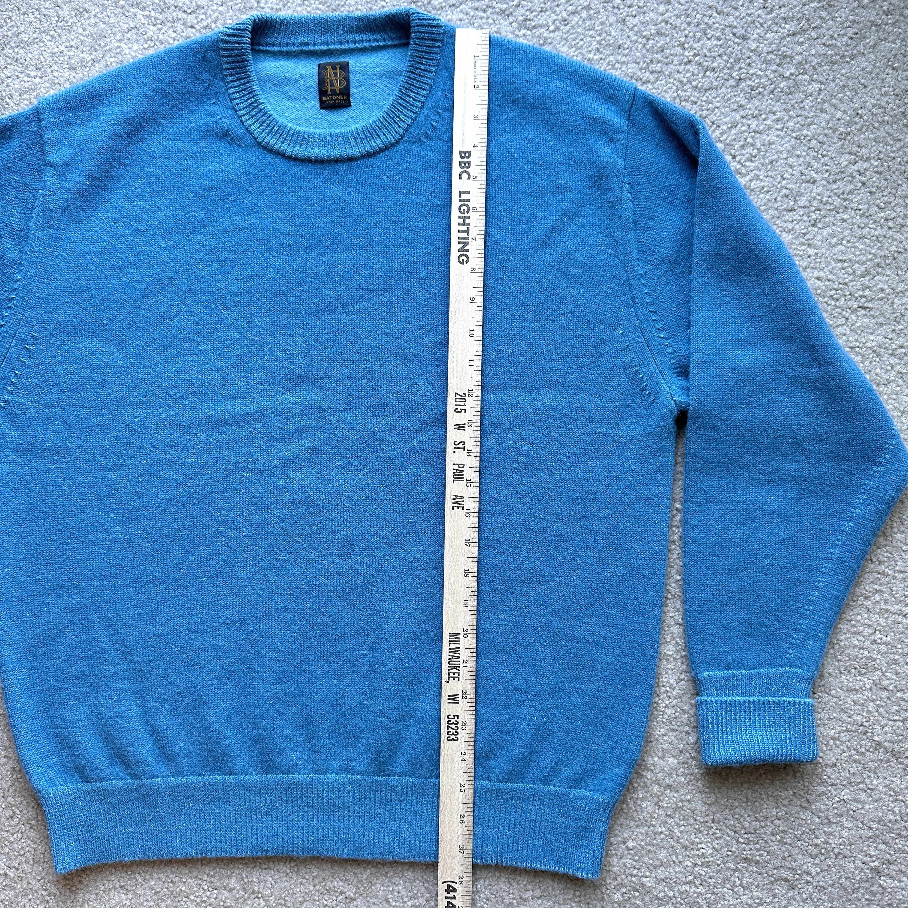 Batoner Batoner Baby Alpaca Blue Crew Neck Knit Sweater Size US L / EU 52-54 / 3 - 3 Thumbnail