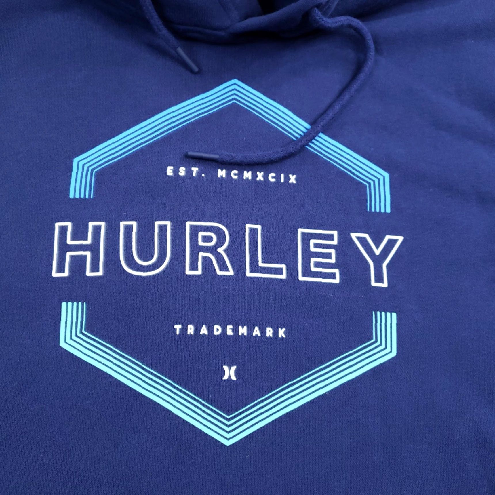 Hurley Hurley Hoodie Mens M Blue Hex Graphic Fleece Pullover Kangaroo Pocket Size US M / EU 48-50 / 2 - 6 Thumbnail