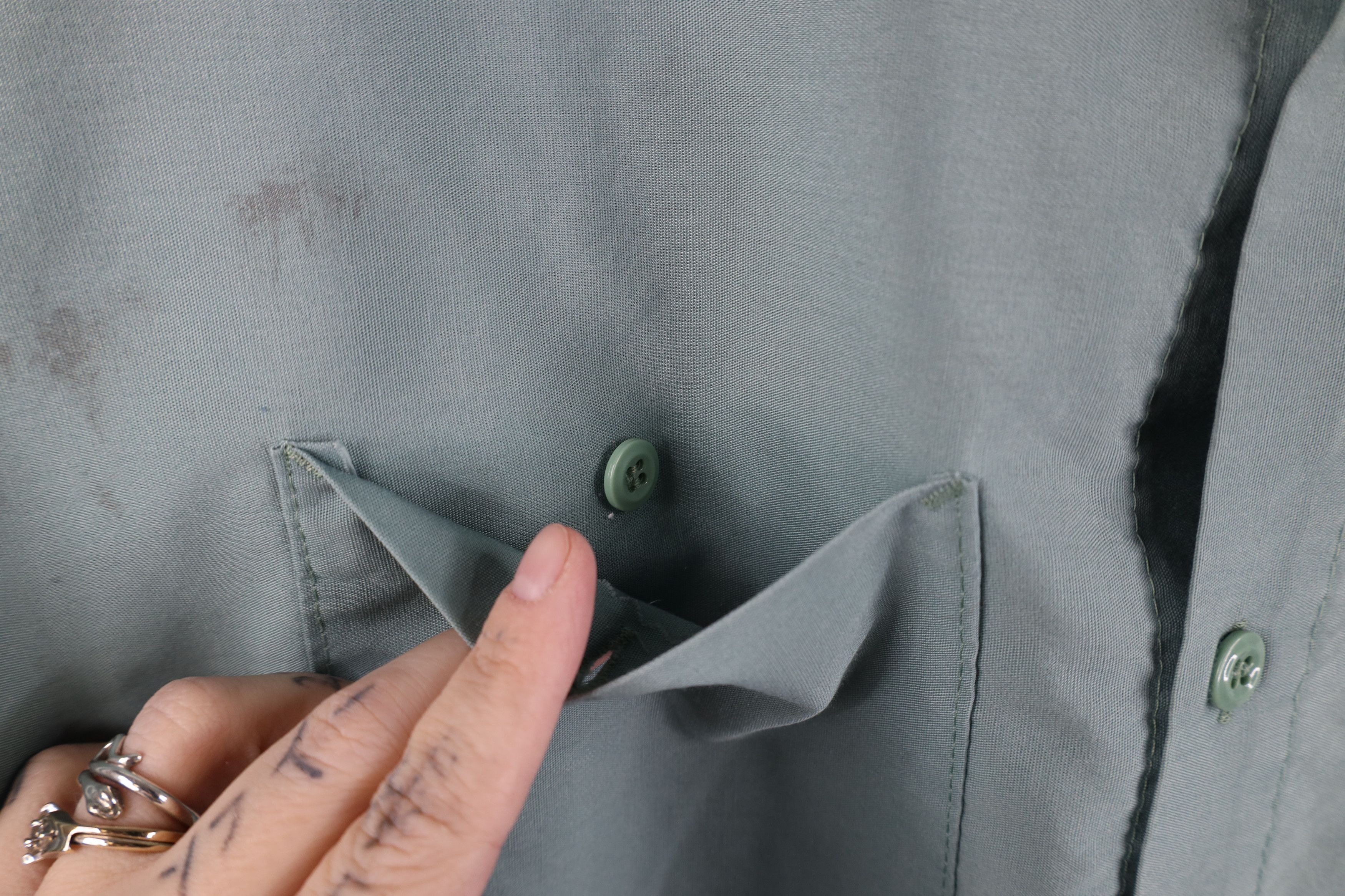 Vintage Vintage 70s Streetwear Mechanic Button Shirt Teal USA Size US M / EU 48-50 / 2 - 5 Thumbnail