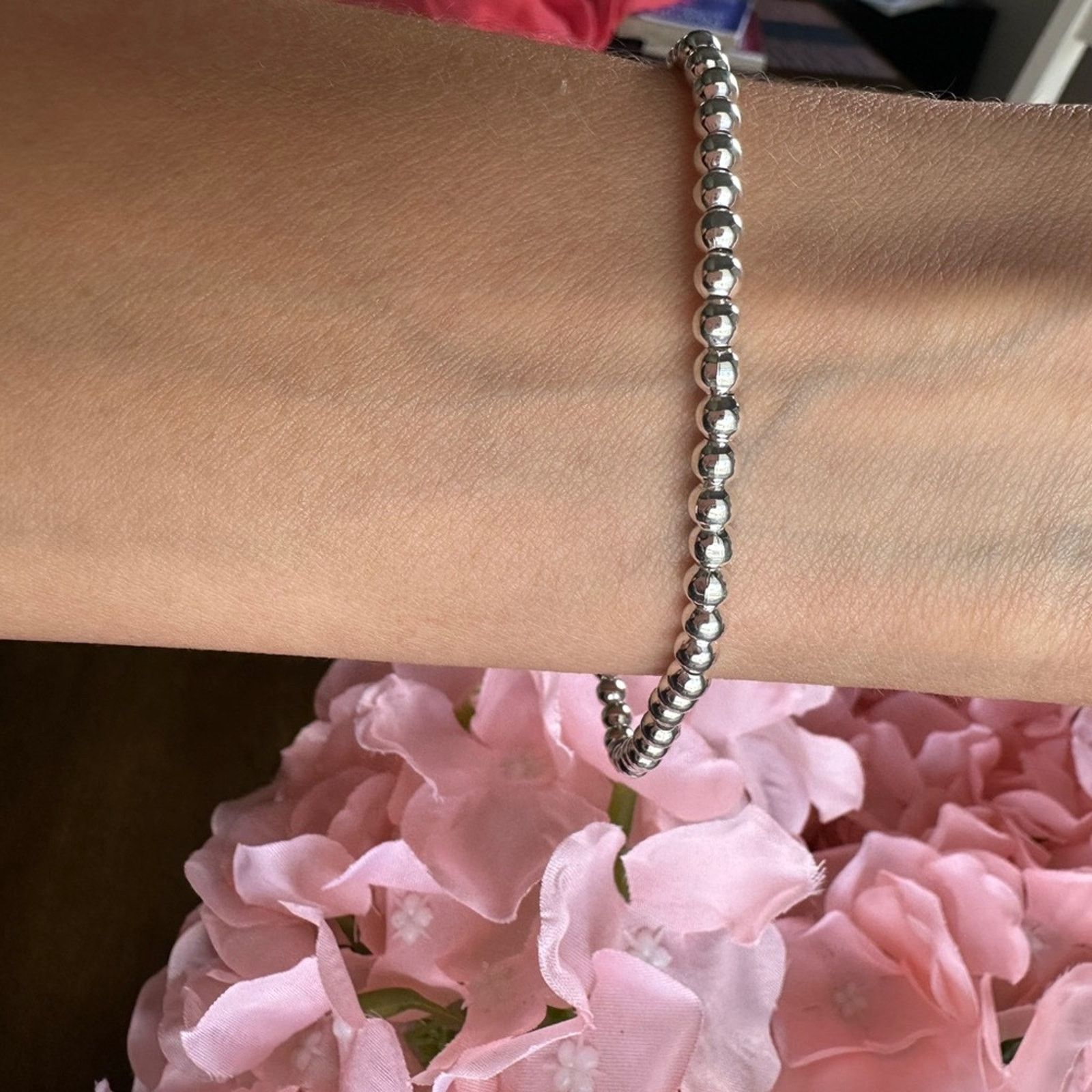 Other Sterling Silver Beaded Minimalist Bracelet 8” Size ONE SIZE - 5 Thumbnail