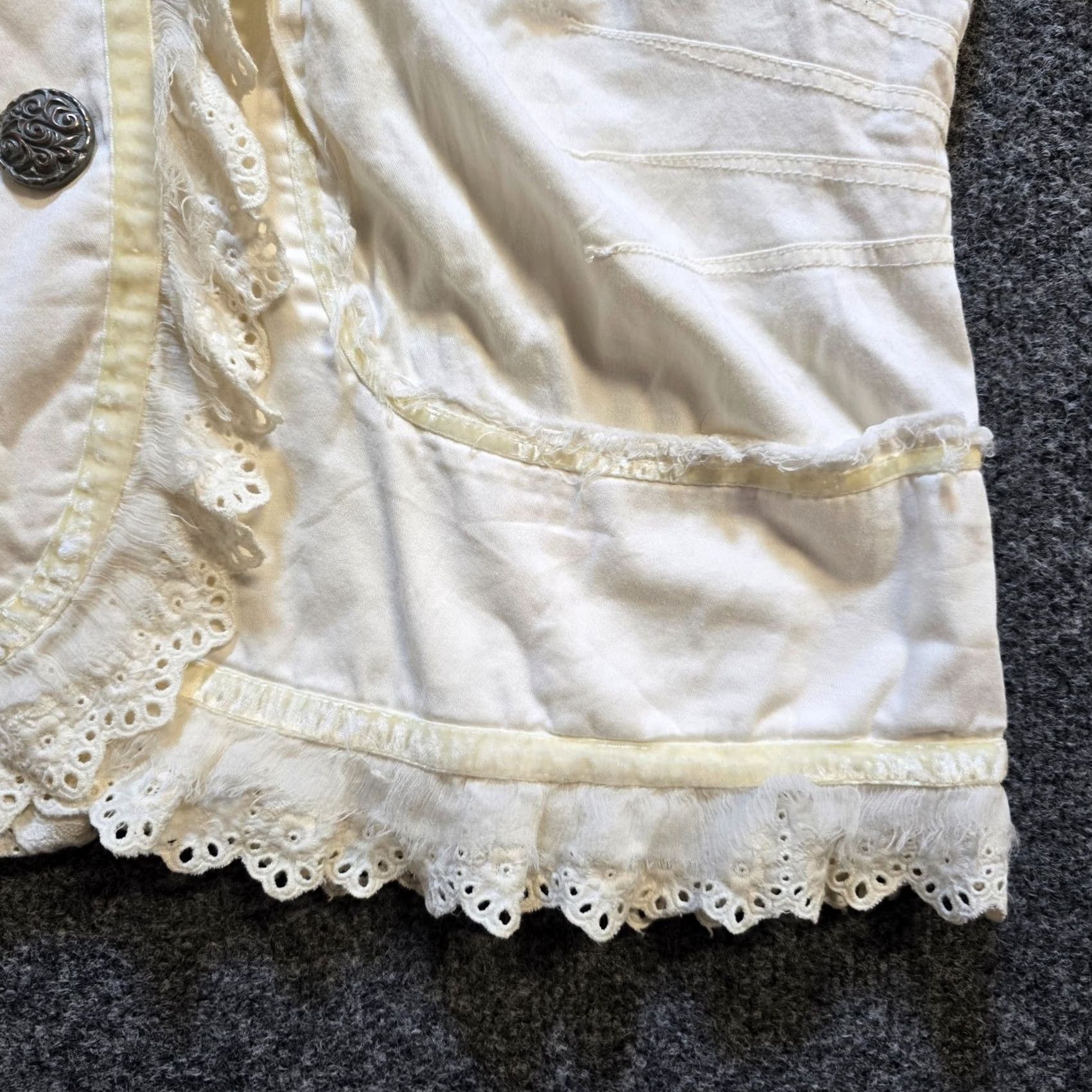 Vintage Love Polly Jacket Womens XL White Ruffled Cottage Core Embroidered Whimsy Casual Size XL / US 12-14 / IT 48-50 - 5 Thumbnail