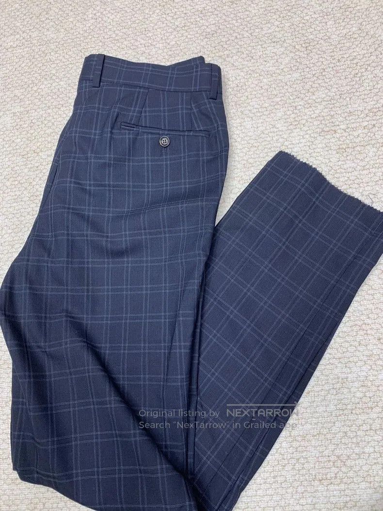 Brunello Cucinelli Brunello Cucinelli Navy Plaid Wool Dress Pants. Size US 32 / EU 48 - 8 Thumbnail