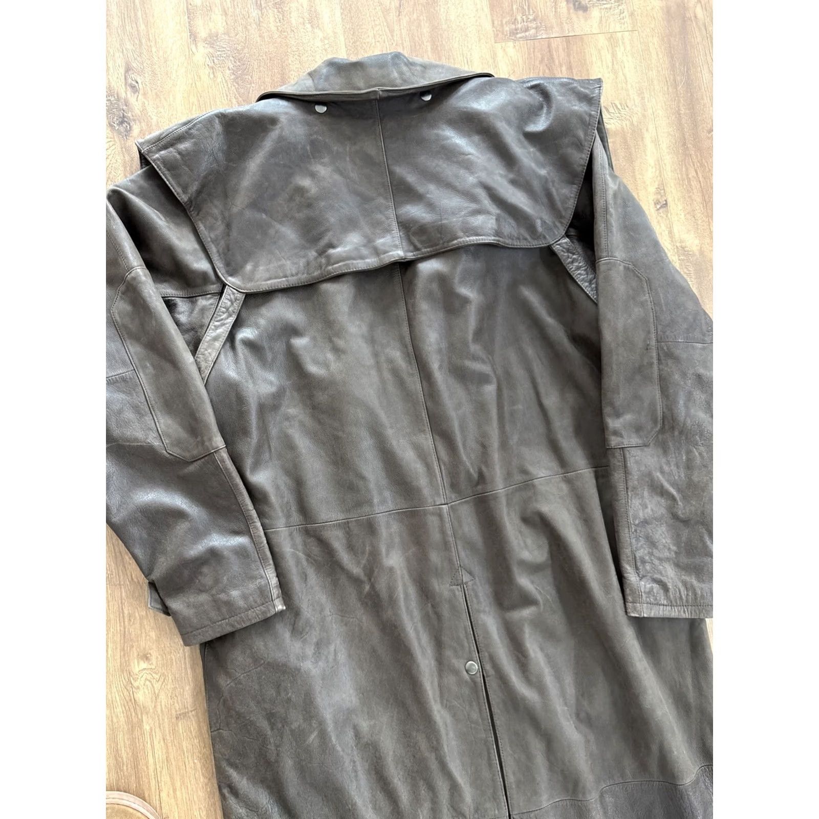 Vintage VTG Reed Leather Duster Coat Mens L Brown Western Long Jacket Trench Coat Button Front Size US L / EU 52-54 / 3 - 7 Thumbnail