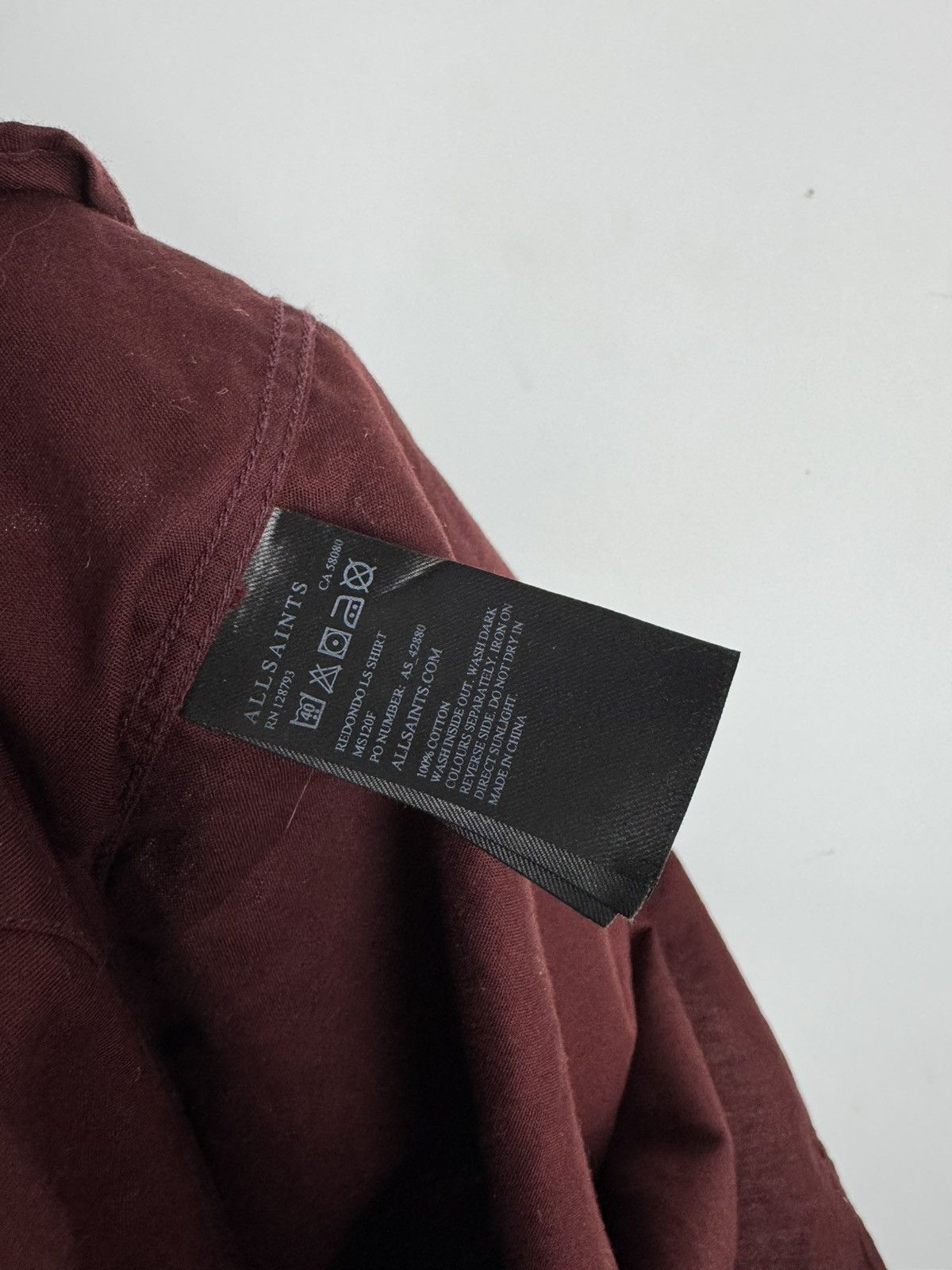 Allsaints All Saints Redondo LS Long Sleeve Burgundy Shirt Size US XS / EU 42 / 0 - 4 Thumbnail