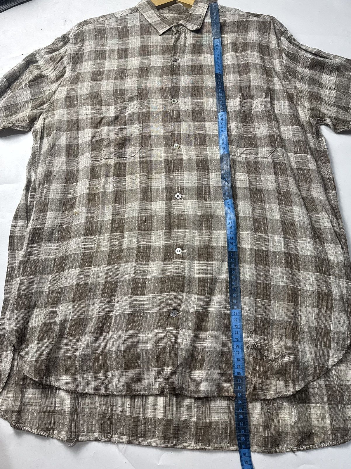 Y's for Men × Yohji Yamamoto Yohji Yamamoto Plaid Rayon Shirt Ysforman Distressed Size US XL / EU 56 / 4 - 10 Thumbnail