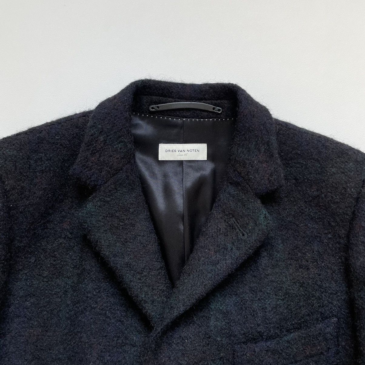 Dries Van Noten Black Boucle Check Wool Overcoat Size US S / EU 44-46 / 1 - 5 Thumbnail